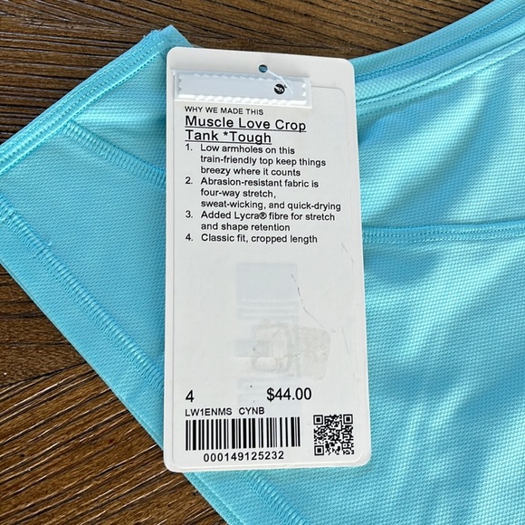 NWT Lululemon Muscle Love Tank Crop Sz 4 Kayak Light Blue - Picture 6 of 10